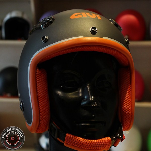 Mũ bảo hiểm 3/4 givi, givi cafe racer, mũ bảo hiểm duho matt titaniuom