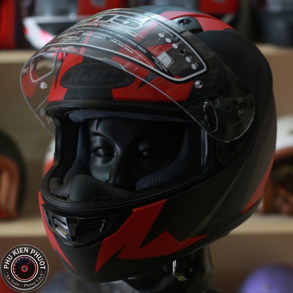 non hjc fullface, nón hjc , nón fullface 1 kính màu đen đỏ