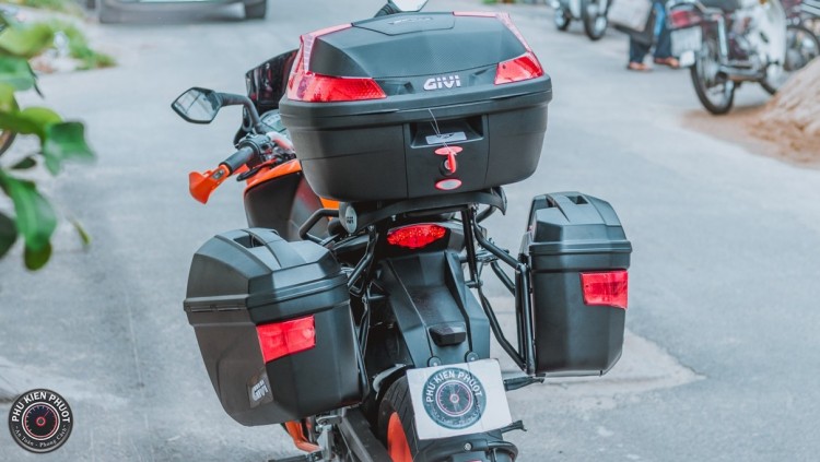 ktm duke 200 gắn thùng givi , baga givi ktm duke , full thùng ktm duke , khung hông ktm duke 200