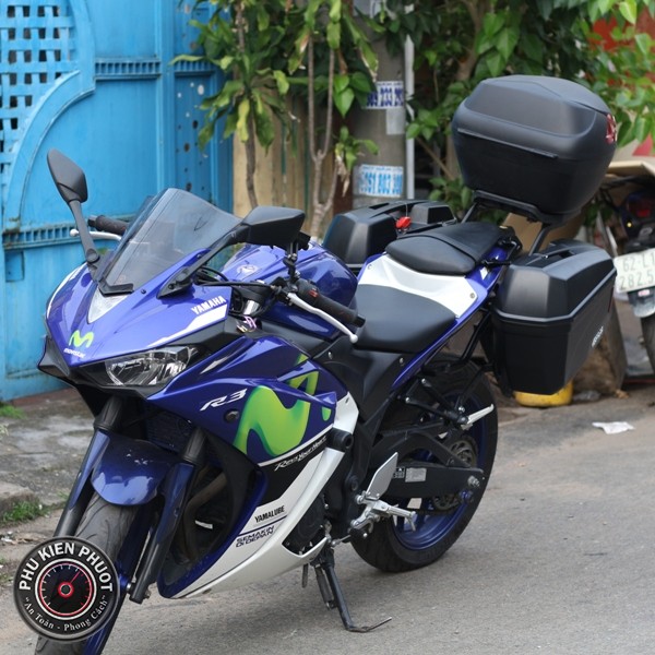 thùng givi xe Yamaha R3 , Yamaha R3 gan thung givi , full thùng givi yamaha r3